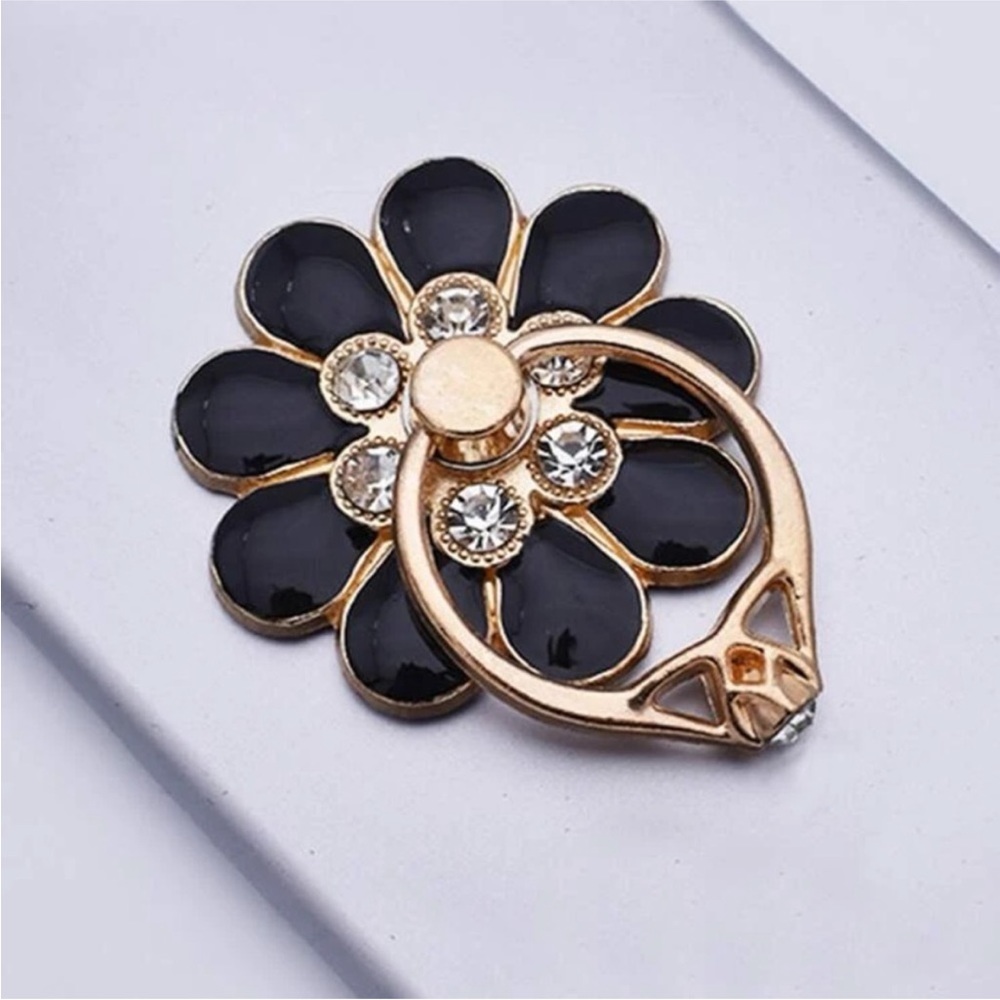 Black Flower Phone Holder/Ring